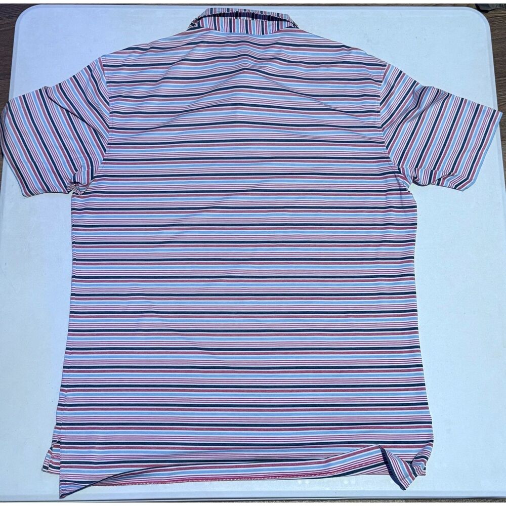 Peter Millar Summer Comfort Men's Medium Striped Golf Polo Shirt Short Sleeve
